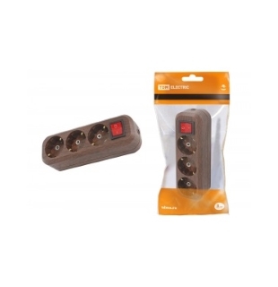 Колодка розеточная 3 гнезда 2П+3 с выключателем16А 250В "Эко" (бук) TDM