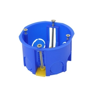 Установочная коробка СП D68х45мм, саморезы, пл. лапки, синяя, IP20, инд. штрихкод, TDM