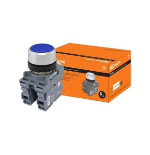 Кнопка с фиксацией MP2-20L в сборе d22мм 1з+1р синяя TDM