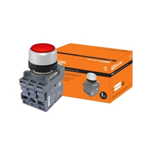 Кнопка с фиксацией MP2-21R(LED) в сборе d22мм/24В 1з+1р красная TDM