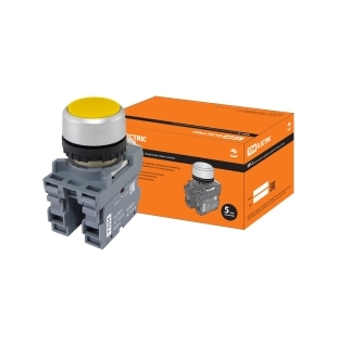 Кнопка с фиксацией MP2-21Y(LED) в сборе d22мм/220В 1з+1р желтая TDM